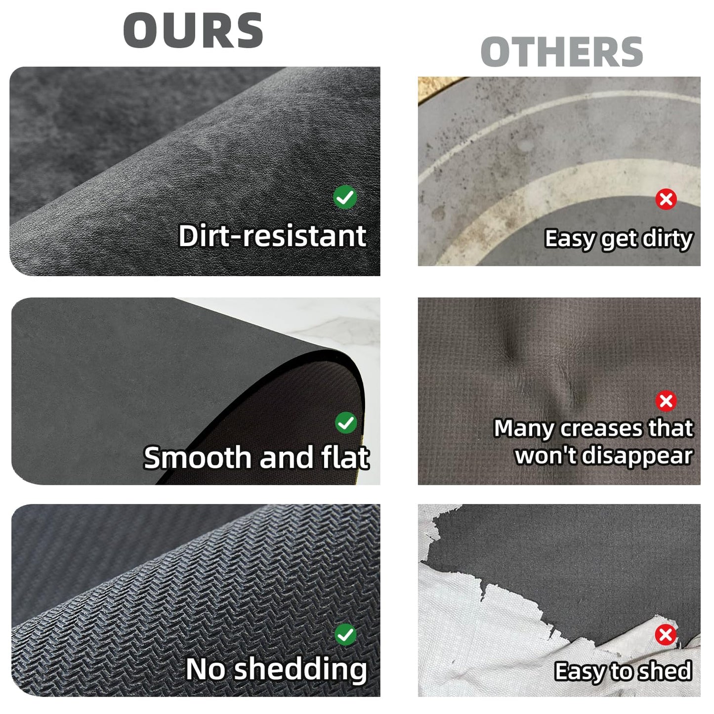 TYUU Bath Mat, Bathroom Rugs Non Slip Washable Thin Absorbent Quick Dry Bath Mat Fits Under Door Bathroom Floor Mat Perfect for Bath, Shower, or Sink 16"x24" Dark Grey