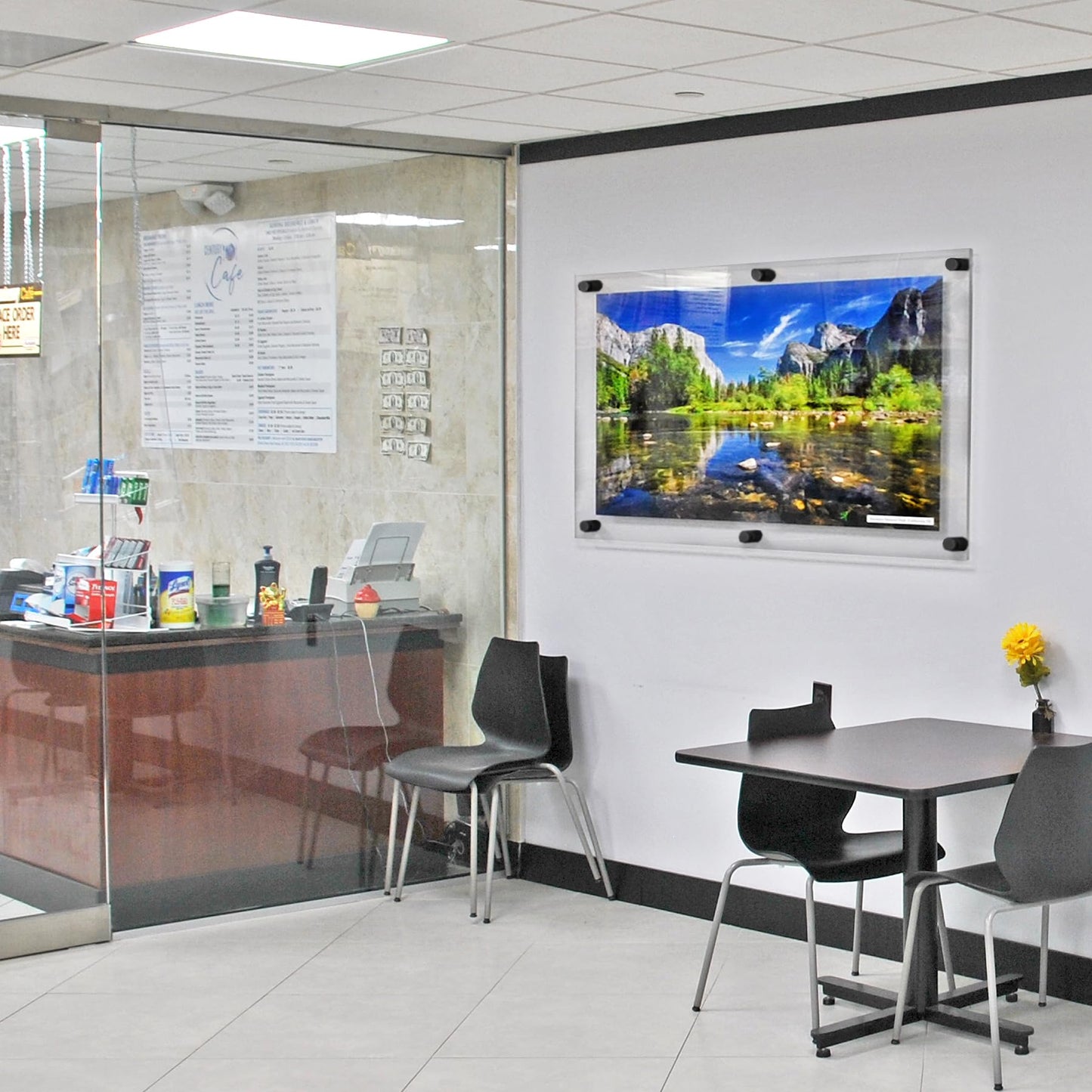 Azar Displays 105536-BLK Acrylic Floating Double Panel Wall Frame, 24" x 36" Graphic Size, Overall 28" x 40", Black