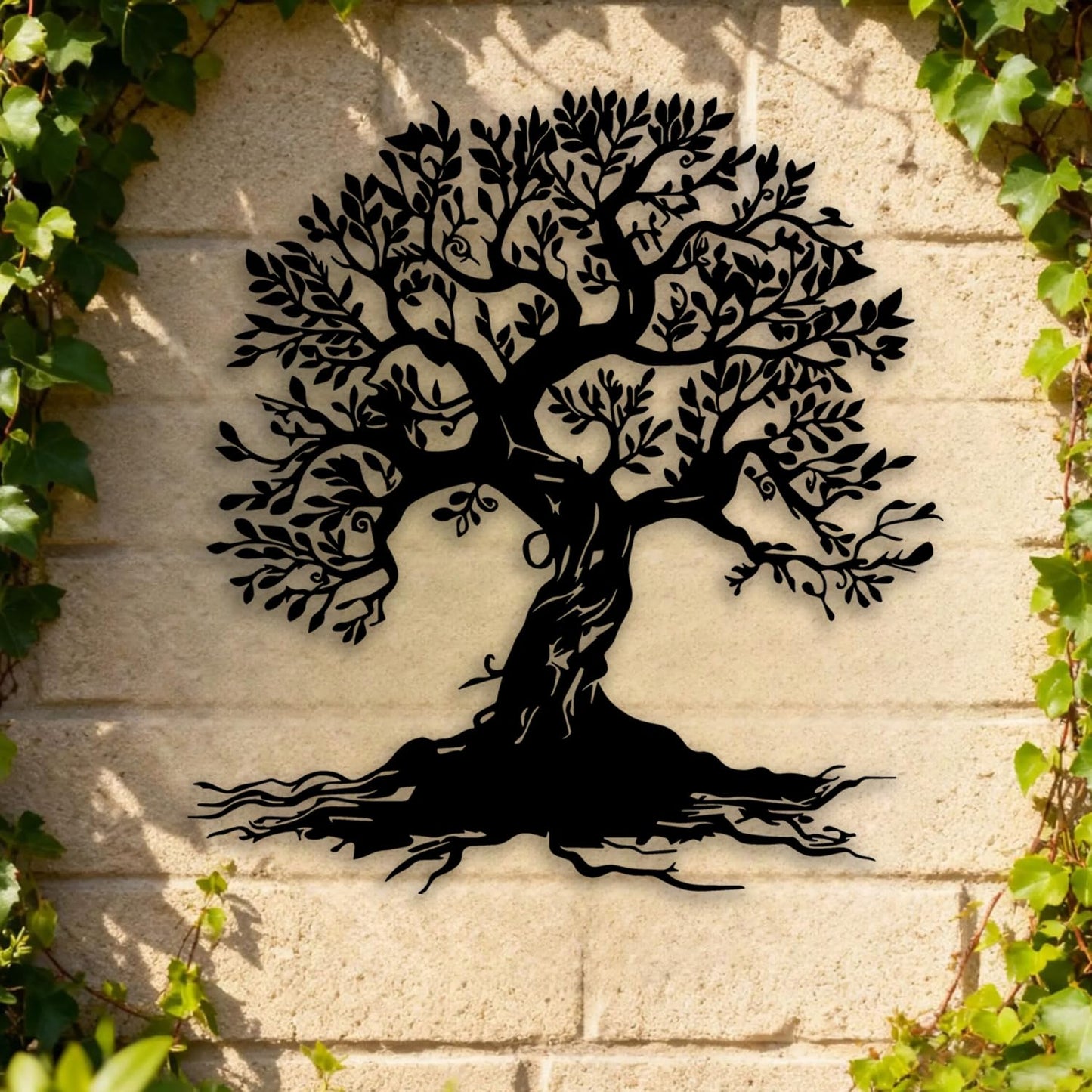 Tree of Life Metal Wall Decor - Room Decor Wall Art Home Decor for Living Room, Bedroom, Office, Garden, Courtyard (Black)