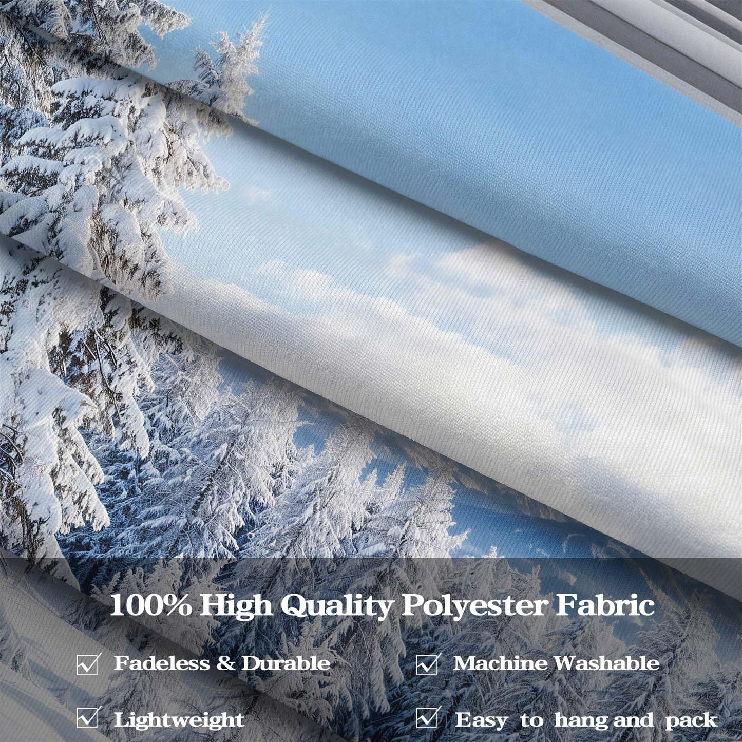 Lifeella Winter Snow Window Tapestry, Forest Outdoor Landscape Christmas Wall Backdrop, Snowy Mountain Mural for Living Room Bedroom Decor, White 36x48 inches