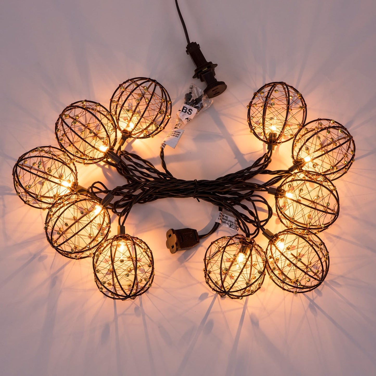 Outdoor Decorative Patio String Lights, Beaded Copper Wire Ball Style Lantern Lights, Connectable Weather-Resistant Indoor Outdoor Novelty Whimsical Light for Home Pergola Bedroom Porch Party Backyard