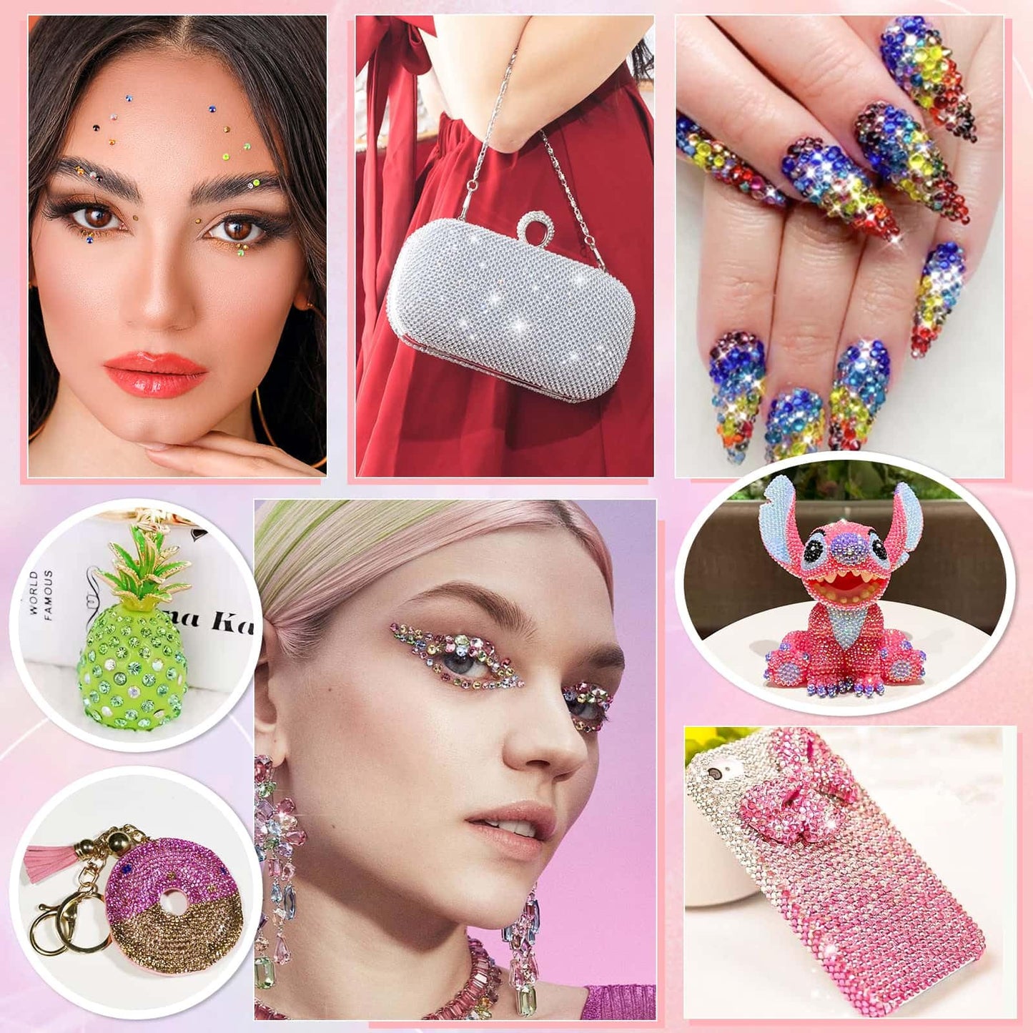 Audab Multicolor 4mm AB Rhinestone Kit with 16000pcs, 4pcs B7000 Jewelry Glue, Tools for Bedazzling Crafting, Graduation Cap, Jewelry, Shoes & Nails