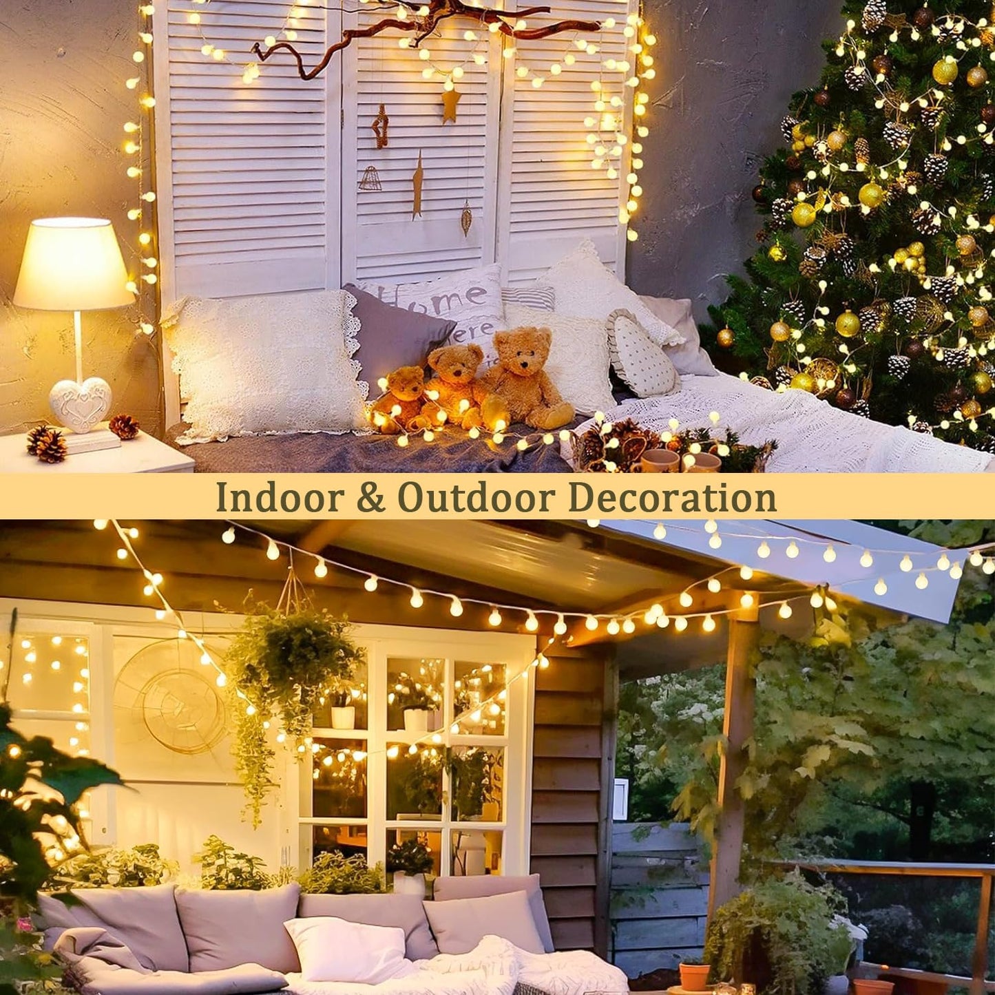 JMEXSUSS 100 LED Connectable Globe String Lights Indoor Bedroom, 33ft Warm White Christmas Lights Plug in with Remote, 8 Modes Hanging Fairy Light Outdoor for Room Classroom Party Spring Home Decor