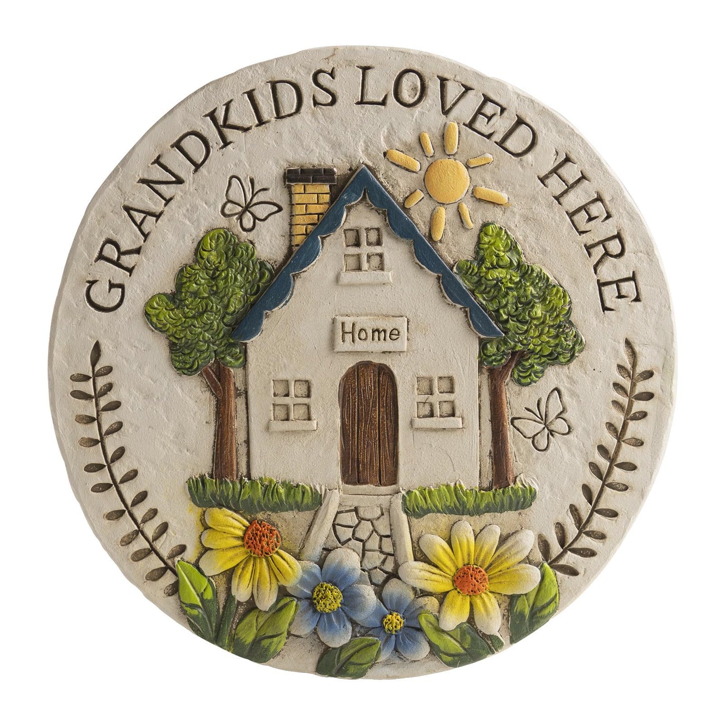 Bechivie Grandma Garden Stepping Stone Yard Walkway Step Stone Grandma Gifts from Grandchildren Home Outdoor Decor Lawn Concrete Stepping Stones Outside Decorations, regular, White