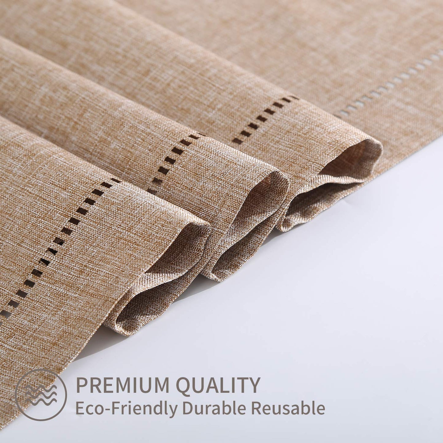 Tosewever Decorative Linen Table Runner Farmhouse Style Tabletop Collection 14 x 108 Inches Table Runners for Everyday Dining Wedding Party Holiday Home Decor (14" x 108", Light Coffee/Straight)