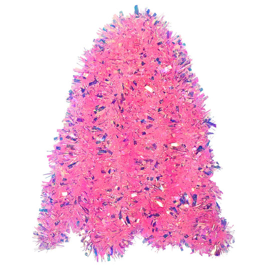 JXITON 20ft/6m Pink Christmas Tinsel Garland Iridescent Metallic Twisted Hanging Garland with Star for Chistmas Tree Fireplace Home Decoration