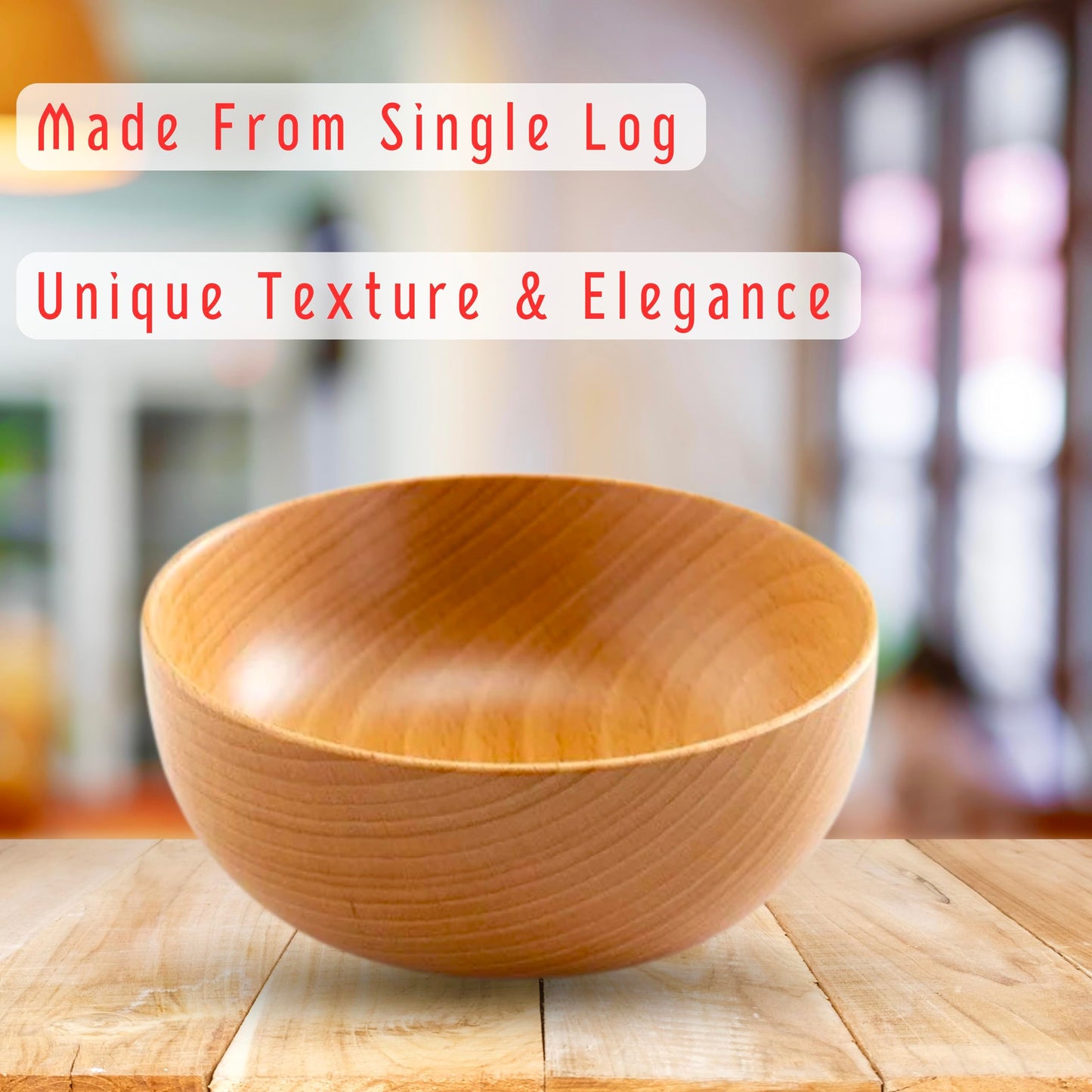 Bambuood Japanese Inspired Vintage Style Wooden Bowl - Manual Polished Original Sustainable Japanese Beech Wood - Ideal for Fruit, Salad, Soup, Vegetables, Serials & Nuts (Small 12.5cm (5"x1.8")