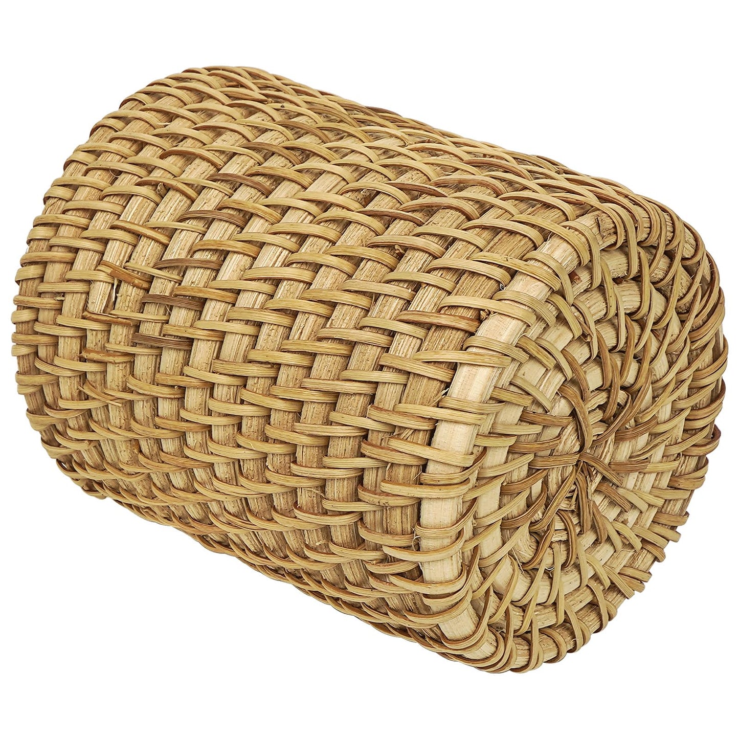 JANKOW Wicker Rattan Pencil Holder, Cylindrical Desk Organizer Cup, Natural Brown, for Office, Vanity, Kitchen, 1-Pack