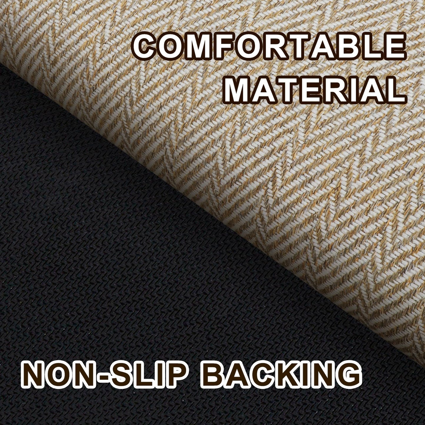 BEISIFLOOR Ultra Thin Door Mat Indoor Entrance 17"x29", Low-Profile Indoor Door Mat, Non Slip Entry Mat Rubber Backing Unique Herringbone Design Inside Doormat Dirt Trapper Entryway Mats, Beige