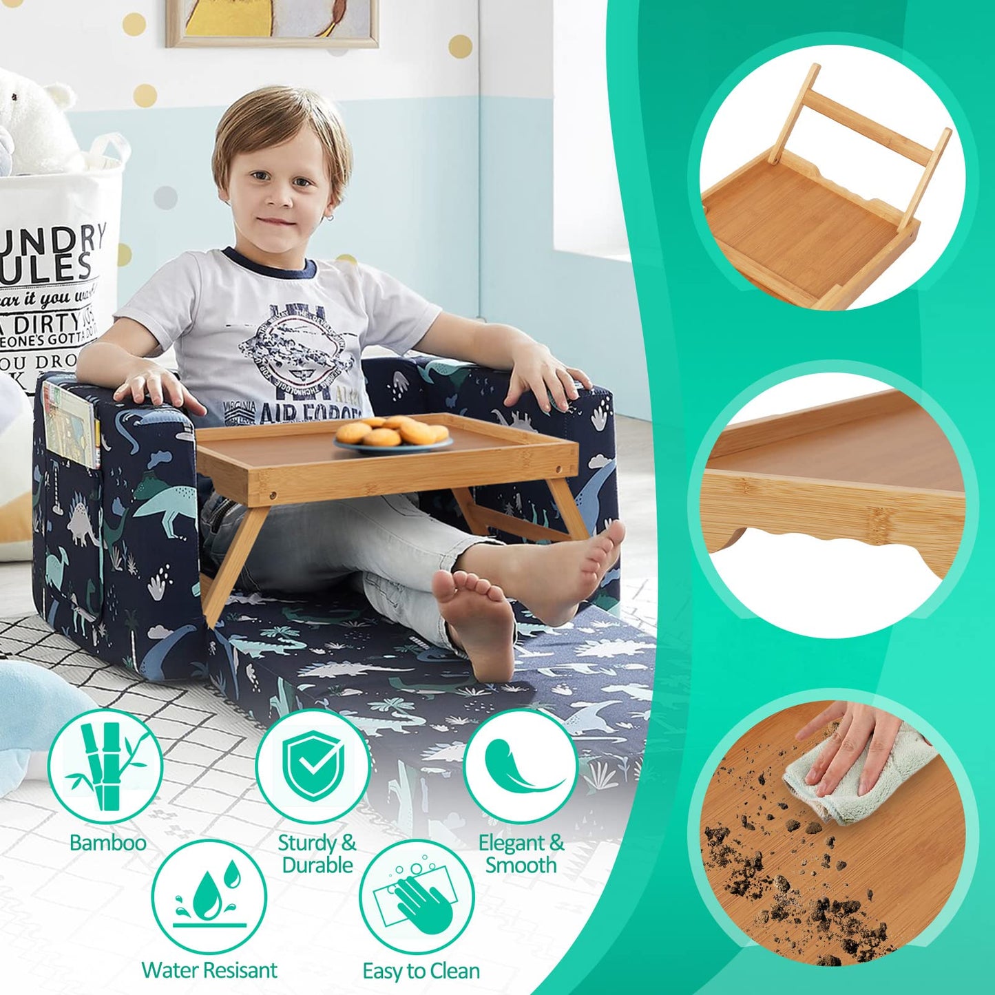 Artmeer Bed Tray Table with Folding Legs,Bamboo Breakfast in Bed for TV Table, Laptop Computer Tray,Eating,Snack Tray
