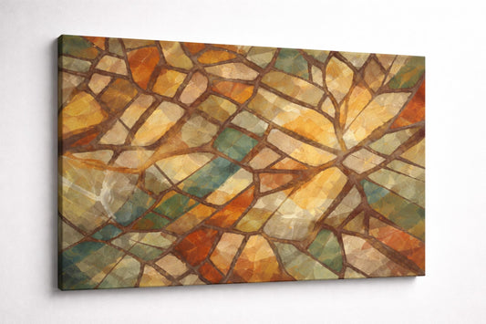 ICE ARMOR Large Abstract Mosaic Earth Tone Wall Art Rustic Contemporary Texture Canvas for Living Room Office Home Decor 24x36 Inch Frameless Canvas Print - Ready to hang