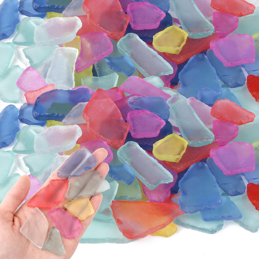 LAIDANLA 13oz Sea Glass for Crafts, 0.78–1.57in Mixed Color Frosted Seaglass Decorative Glass Stones Vase Filler for DIY Resin Art Coastal Home Decor Aquarium Wedding Table Centerpieces