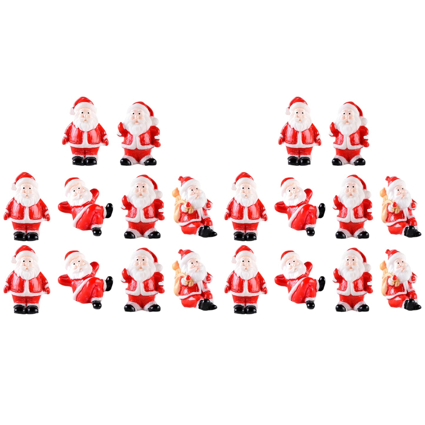 LOGOFUN 20PCS Mini Santa Claus Figurines Miniature Christmas Figurines Mini Resin Santa Claus Decorations for Xmas Party Supplies - Ramdon Style