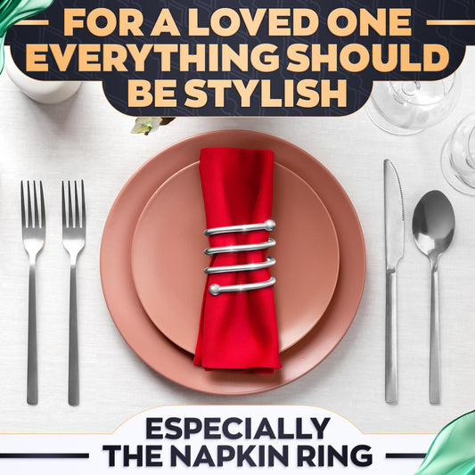 Silver Napkin Rings Set of 8 – Elegant Napkin Ring Holders, Sturdy Metal Holiday Table Decor for Weddings, Parties and Family Dinners, Great Kitchen Gifts Idea, Graduation Table Decorations for Events