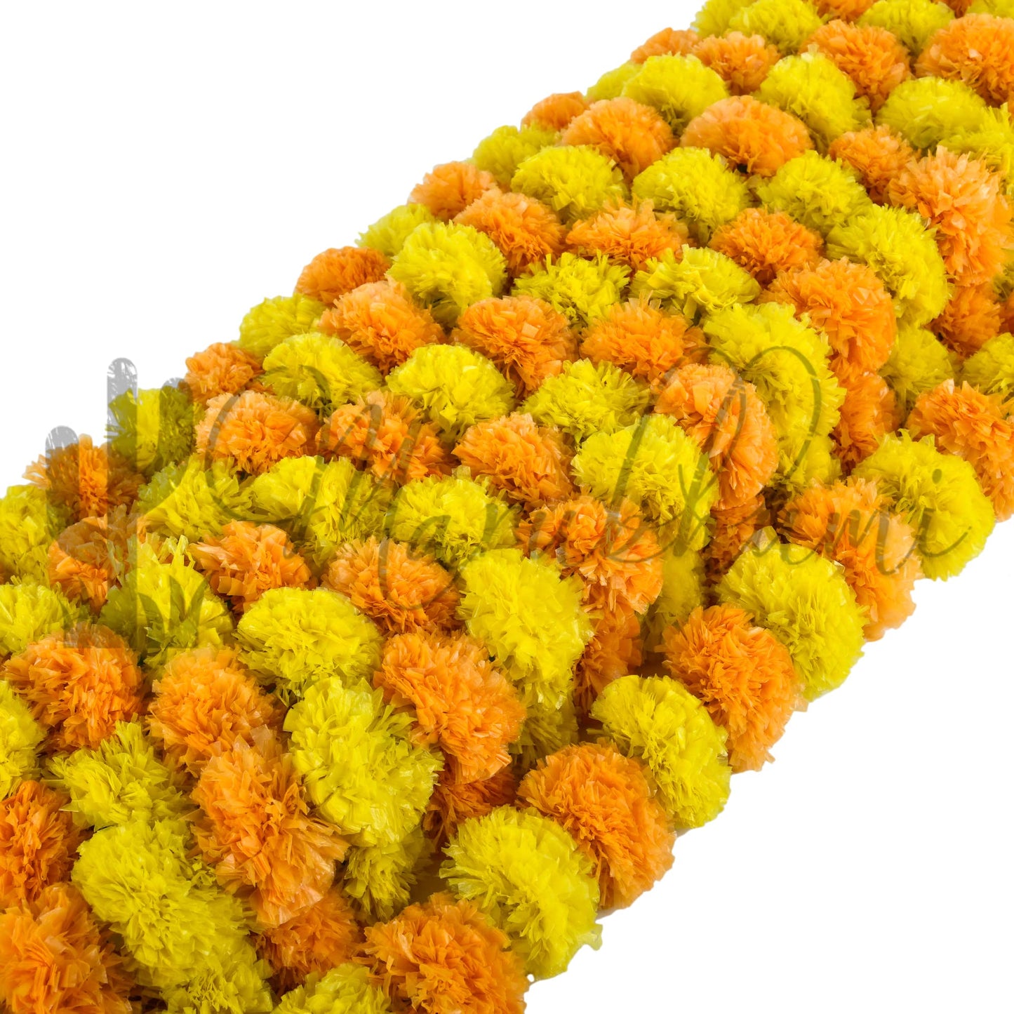 Marubhumi 5 PC - 5 feet Artificial Marigold Flower Garland – Long Strands for Diwali, Wedding & Festive Decoration – Traditional Indian Home Decor