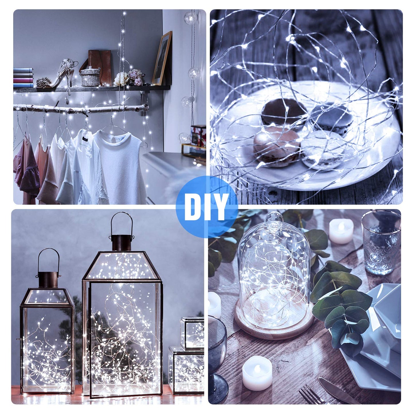 Onforu 16 Pack White Fairy Lights Battery Operated String Lights, 6.5ft IP67 Waterproof Twinkle Lights LED Lights for Strings Wedding Centerpiece Decor Christmas Bedroom
