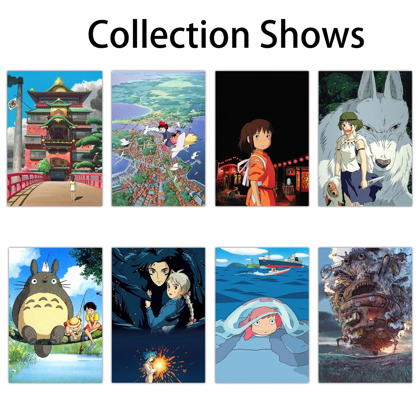 Pounchi Japanese Anime Posters (8 Pcs with Glue Dots) 11.2" x 16.5" Cartoon HD Printing Poster Unframed Version for Room Bedroom Club Wall Art Decor for Teens