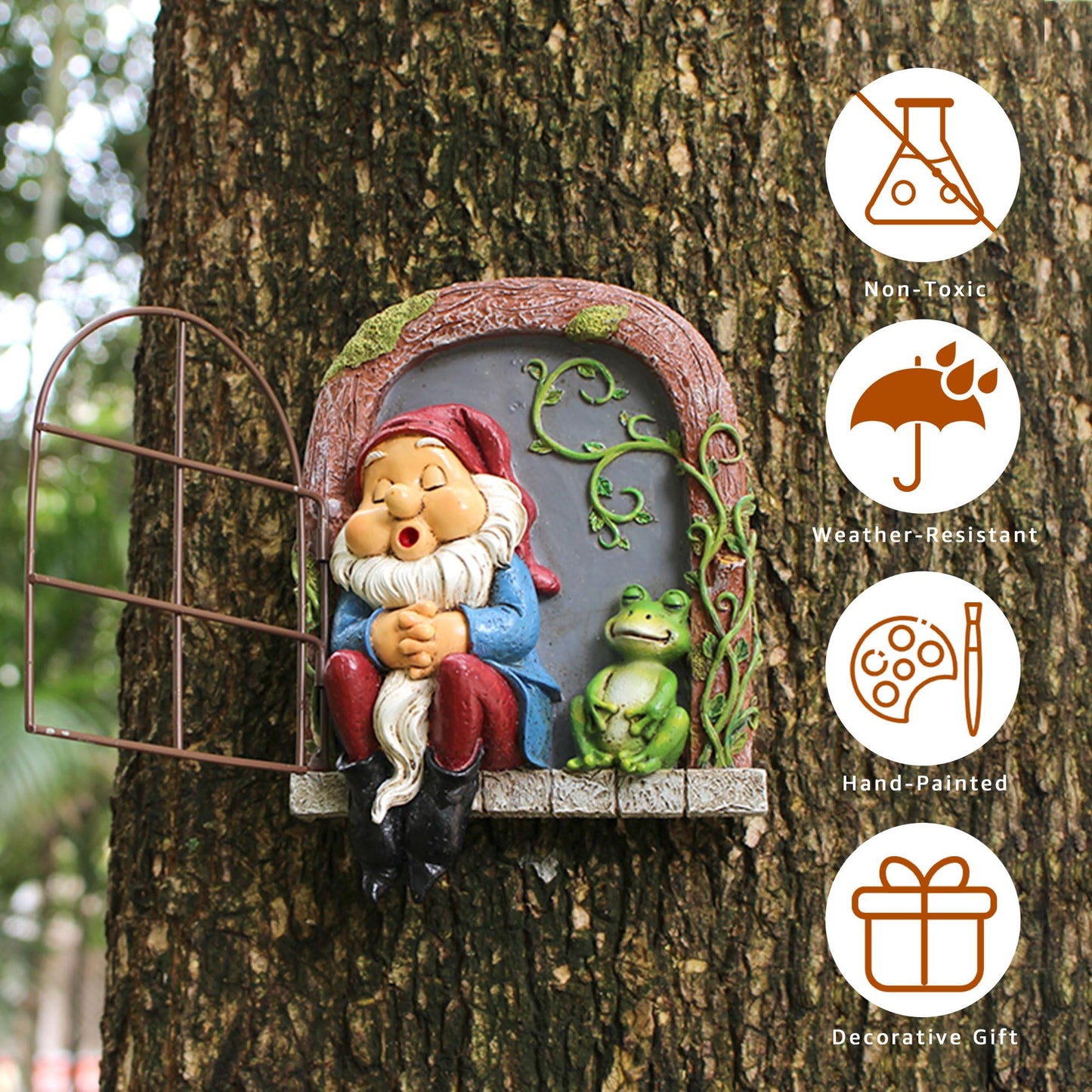 Outdoor Garden Statues, Resin Gnome Tree Hugger, Durable Outdoor Decor, Whimsical Yard Sculpture, Garden Peeker Yard Art, Waterproof & Handcrafted, Unique Christmas Decorations Outdoor Ornament Gift
