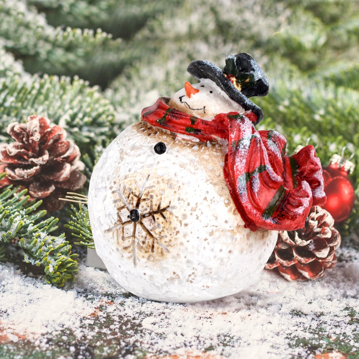 KUZIUA Christmas Decor Figurine, Resin Christmas Snowman Decor, Xmas Ornament for Table Top Centerpiece Fireplace, Handmade Statue for Xmas Gift, Christmas Party Home Decoration (Snowman)
