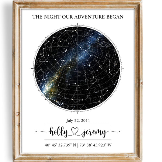 Custom Star Map Art Print - Fully Personalized (Your Details, Size, Color, Framing) | Gift for Mother's Day | Romantic Gift Husband | Paper Anniversary for Men | Special Ocassions (e.g. Wedding, Birthday, etc)