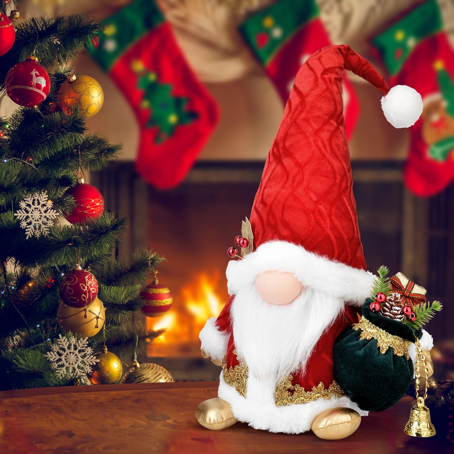 EKARSEN Handcraft Gnome Christmas Decorations - Large-Sized 18 Inch Nordic Gonk Figurine Cute Scandinavian Tomte Dwarf Home Decor and Sweet Gift for Traditional Festivals