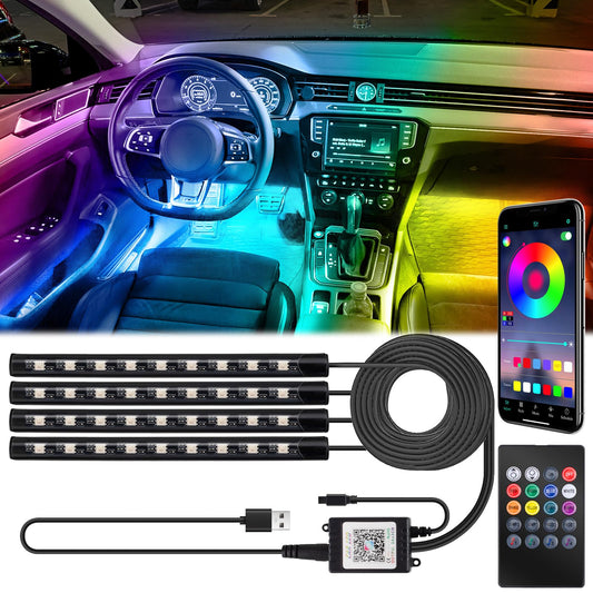 BFXM Car Interior Lights, 5V LED Strip Lights with USB Adapter, Ambient Lighting Car Accessories, App & Remote Control Music Sync Color Change Lights for Truck Car Decor (36LED Beads)