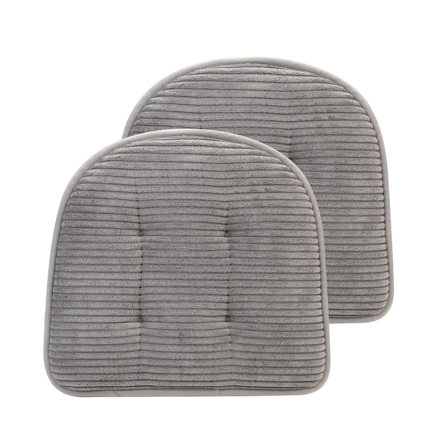 NBHUIYJJ Memory Foam Chair Cushion, U-Shape 17" x 15" Tufted Non-Slip Back Seat Cushion for Dinning Room, Office, Kitchen, 2 Counts, Grey