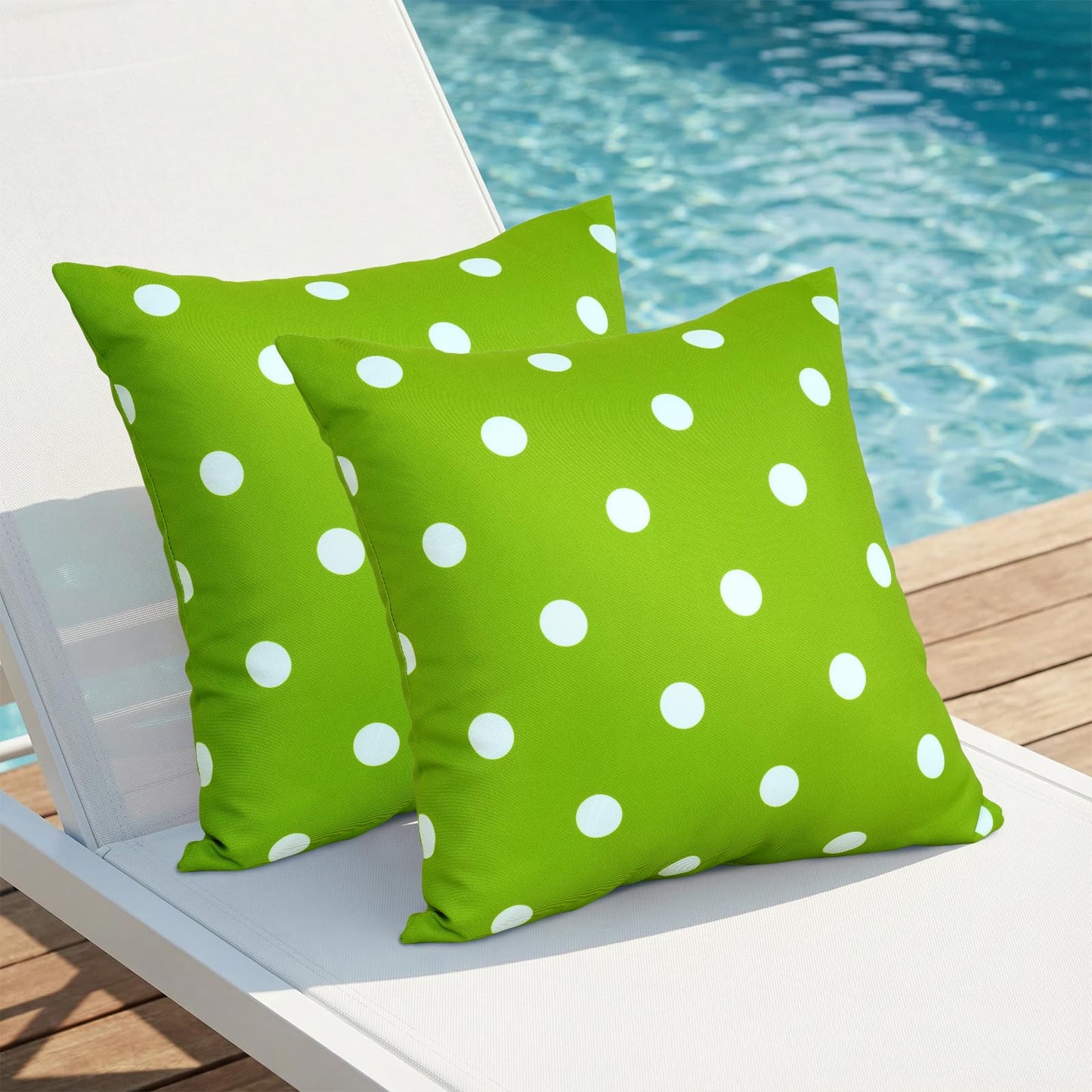 Poise3EHome Outdoor Throw Pillow Covers Set of 2 Water Repellent Decorative Pillow Covers for Living Room, Couch, Patio, Spring, Summer,18X18 Inches, Green Polka Dot