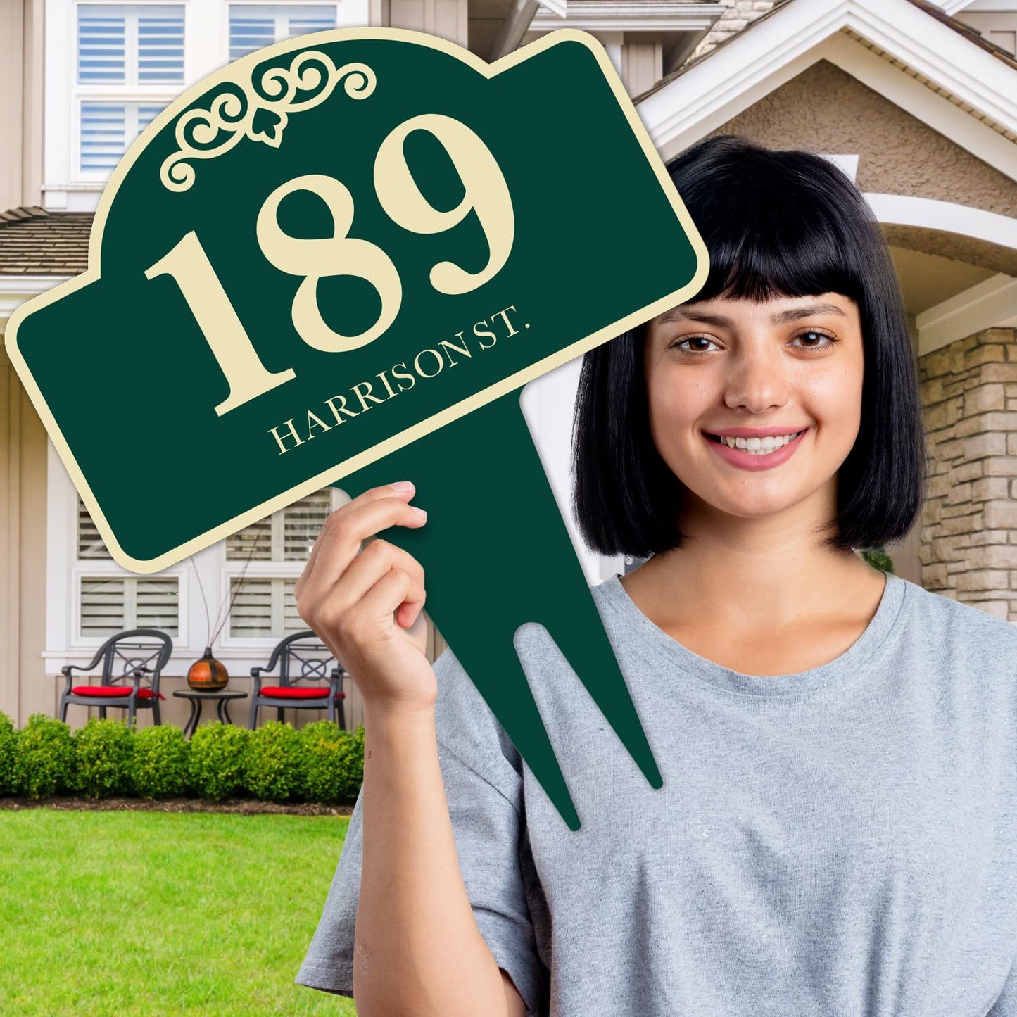 Custom House Address Yard Sign, Lawn Arch Address Plaque, Personalized House Numbers For Christmas Outside, 12x15 Inches, Aluminum Composite Made in USA by Sigo Signs
