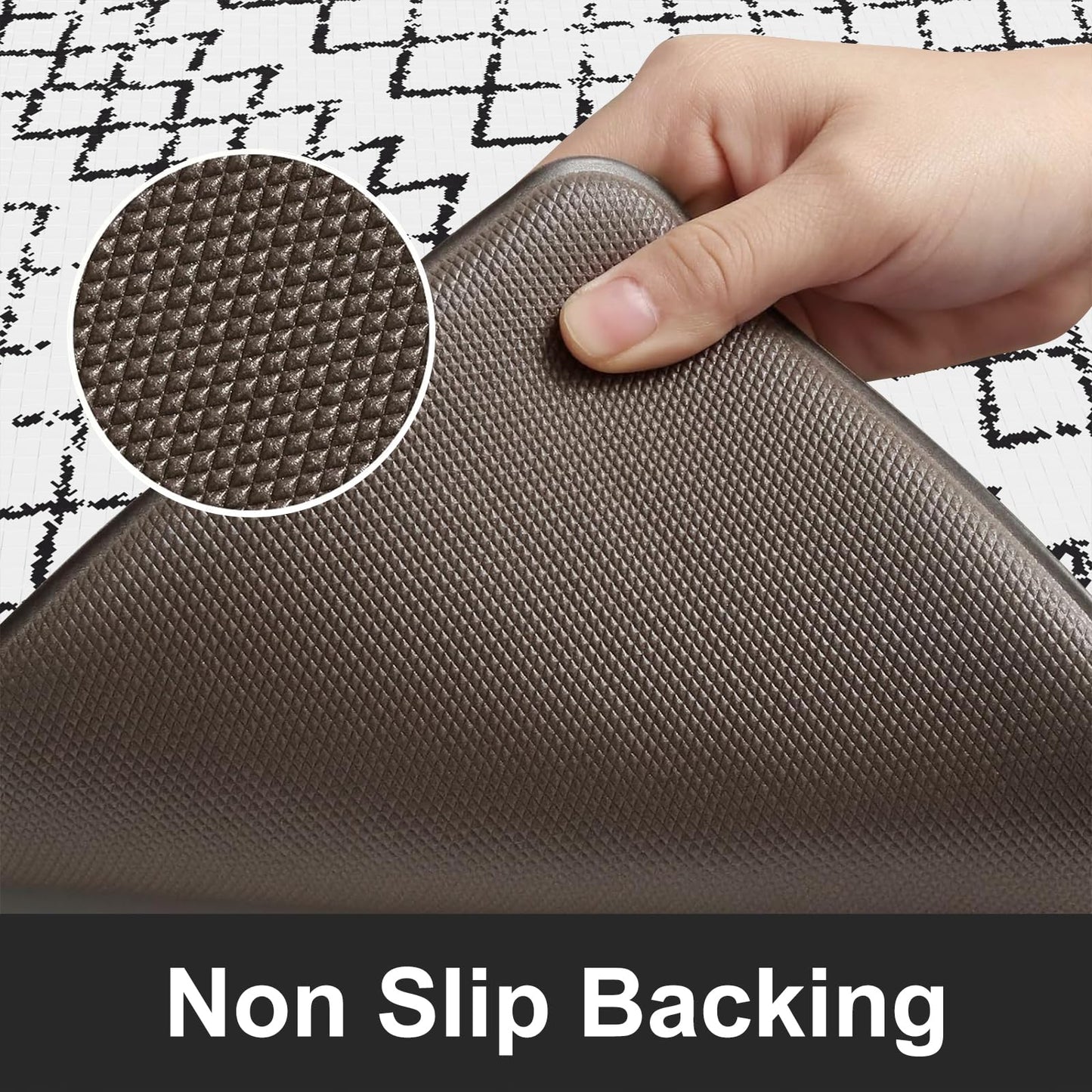 KIMODE Kitchen Mats 2PCS,Cushioned Anti Fatigue Kitchen Rugs and Mats,Non Skid Waterproof Kitchen Mats for Floor,Comfort Foam Standing Mat for Home Decor, Office,Sink,Laundry Room,Desk,Black and White