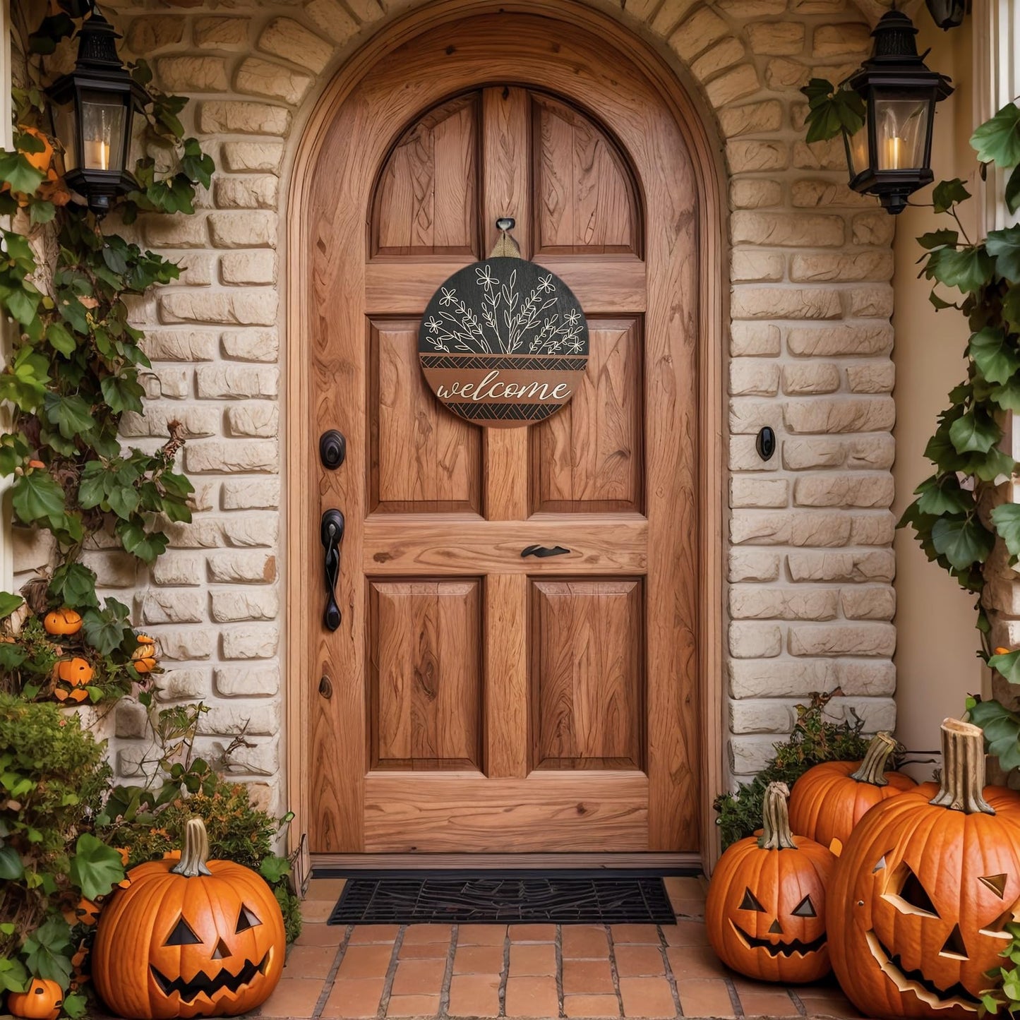Dayeorin 3D Welcome Sign Wreaths for Front Door,House Warming Gifts New Home,Modern Farmhouse Decor Spring Wreath for Summer Fall Winter All Seasons Holiday Outdoor