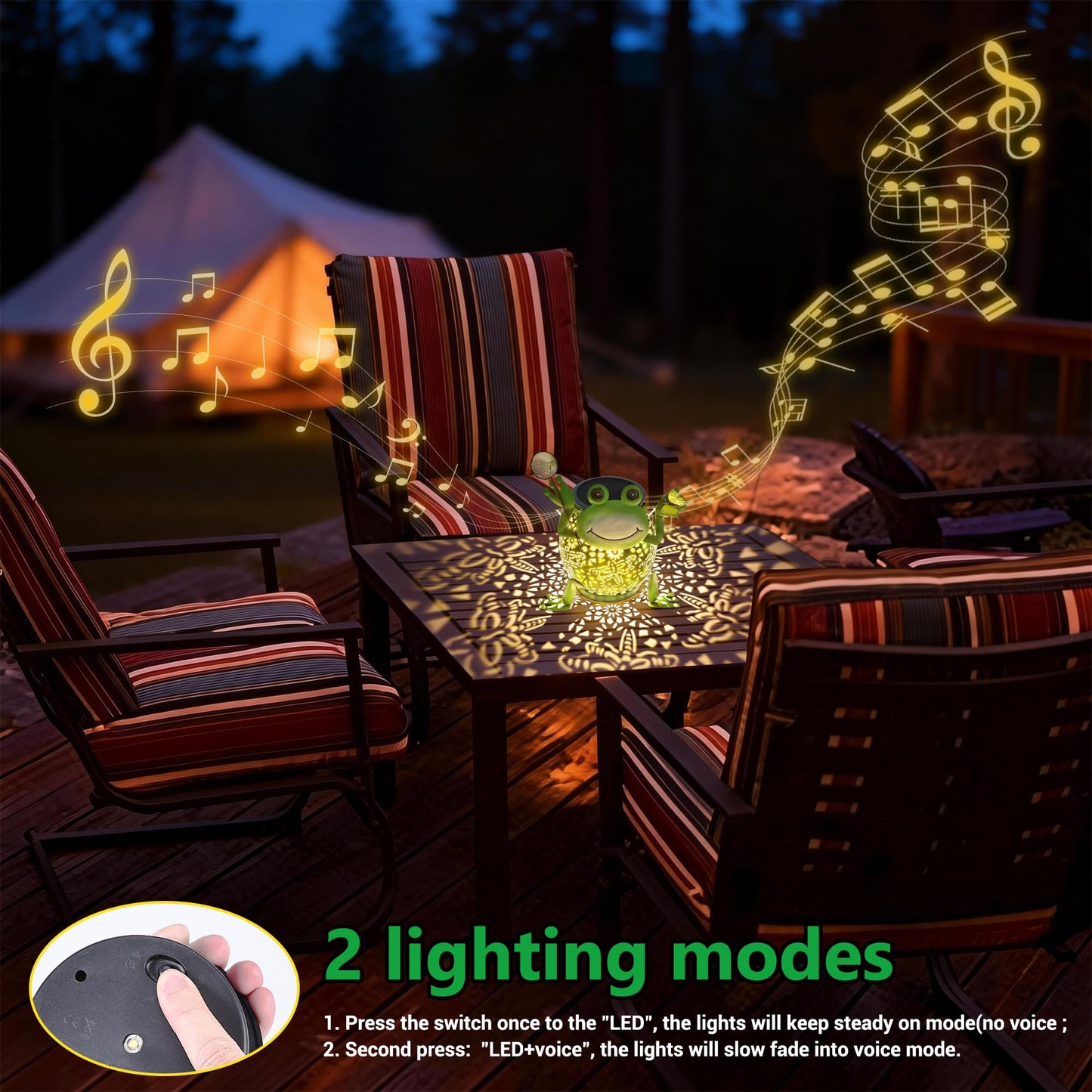 Solar Lantern Outdoor Lights, Cute Metal Solar Frog Lamp with Sound, Waterproof 2 Mode Hanging Solar Frog Lights for Yard Garden Patio Tree Pathway Lawn Outdoor Decorations