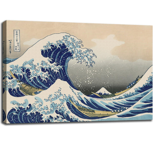 msspart The Great Wave off Kanagawa by Hokusai Canvas Wall Art Japanese Classic Artwork Painting Decor for Living Room Abstract Seascape Picture Print for Bedroom Office Home Decoration - 24"x36"