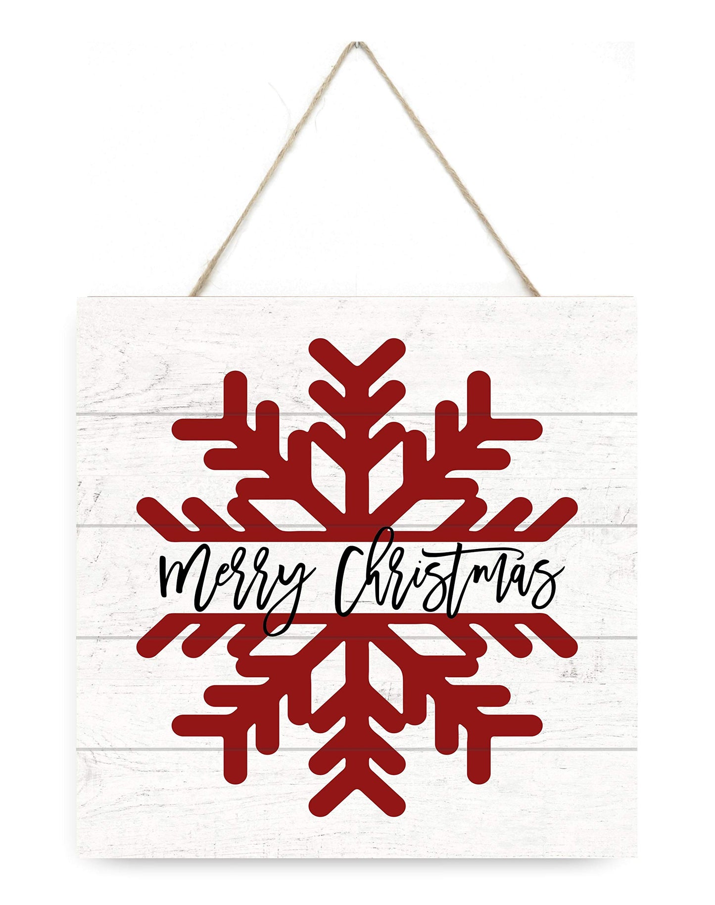 MRC Wood Products Merry Christmas Snowflake Wooden Plank Sign 7.5x7.5