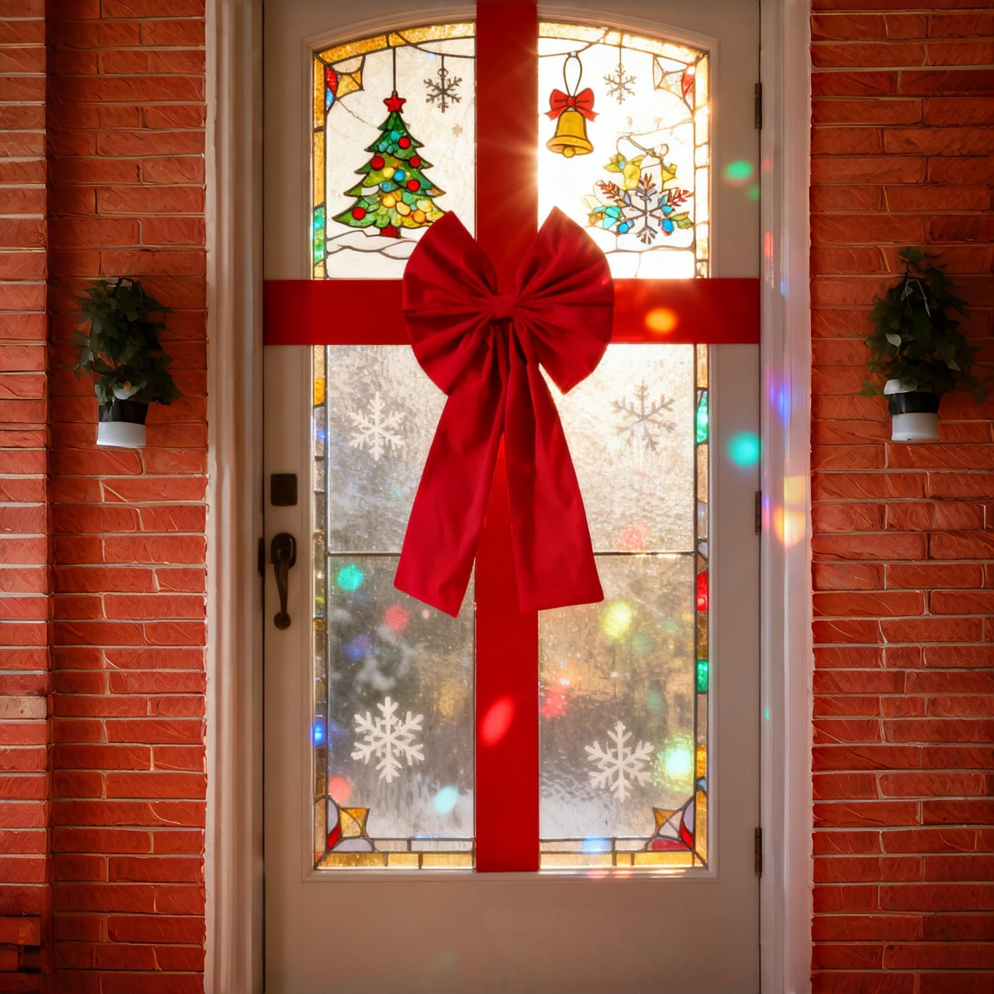 Meseey Large Christmas Red Velvet Door Ribbon Bows Gate Cabinet Wreath Bow Festival Wrapping Decorations for Christmas Tree Fireplace Home Front Door Party Supplies(Red Velvet)