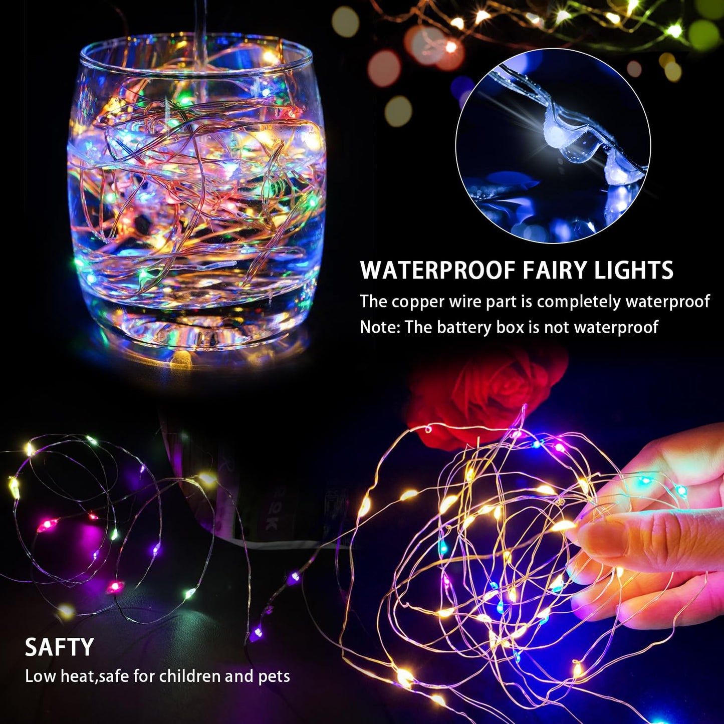 chzk 12 Pack Fairy Lights 7Ft 20 LED Twinkle String Lights 3 Modes Battery Operated Waterproof Firefly Starry for Mason Jar Party Wedding Easter Valentines Day Table Centerpieces,Multicolor-Pastel
