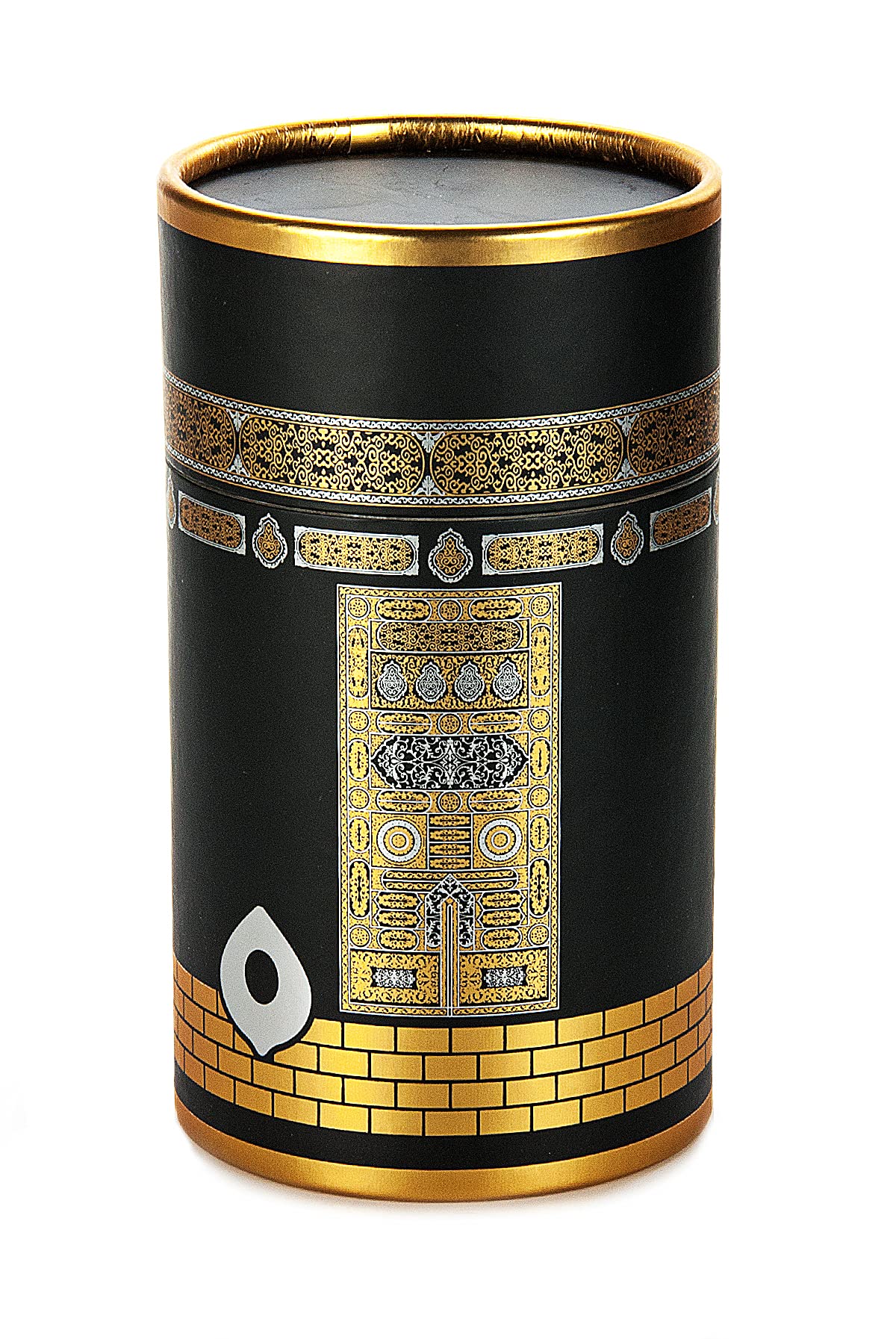 ihvan online Muslim Prayer Rug and Prayer Beads with Elegant Design Cylinder Gift Box, Janamaz, Soft Sajadah, Islamic Gifts Set, Portable Prayers Carpet Mat, Taffeta Fabric, Black