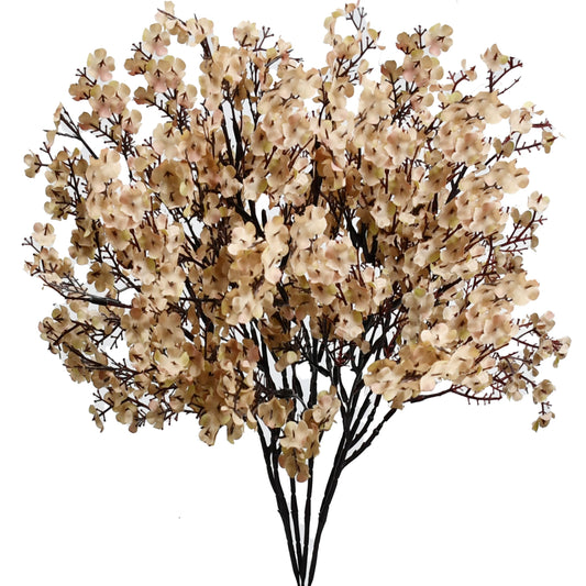 Mandy's Light Brown Artificial Baby’s Breath Flowers 6 Bundles Silk Gypsophila, 18.5 Inch European Style Modern Home Decor Centerpiece, Neutral Wedding Flower Arrangements