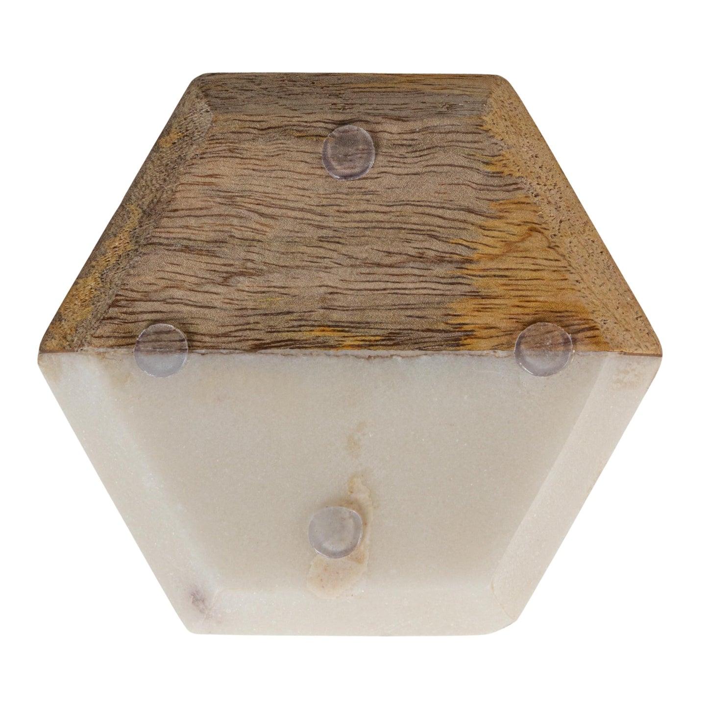Creative Co-op Marble & Mango Wood Hexagon Coasters (Set of 4 Pieces)