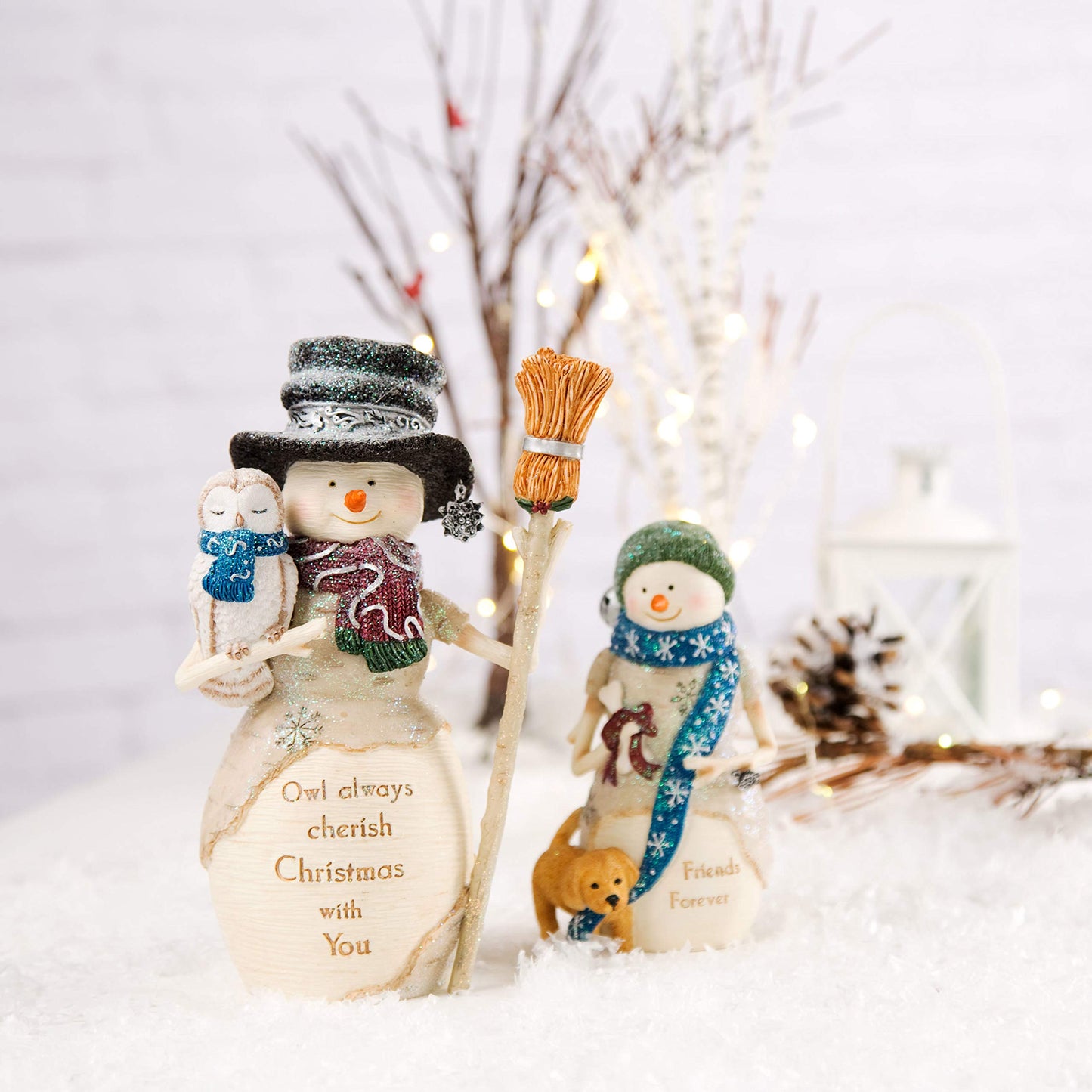 Pavilion Gift Company The Birchhearts Friends Forever Snowman Figurine with Puppy, 4.5", White