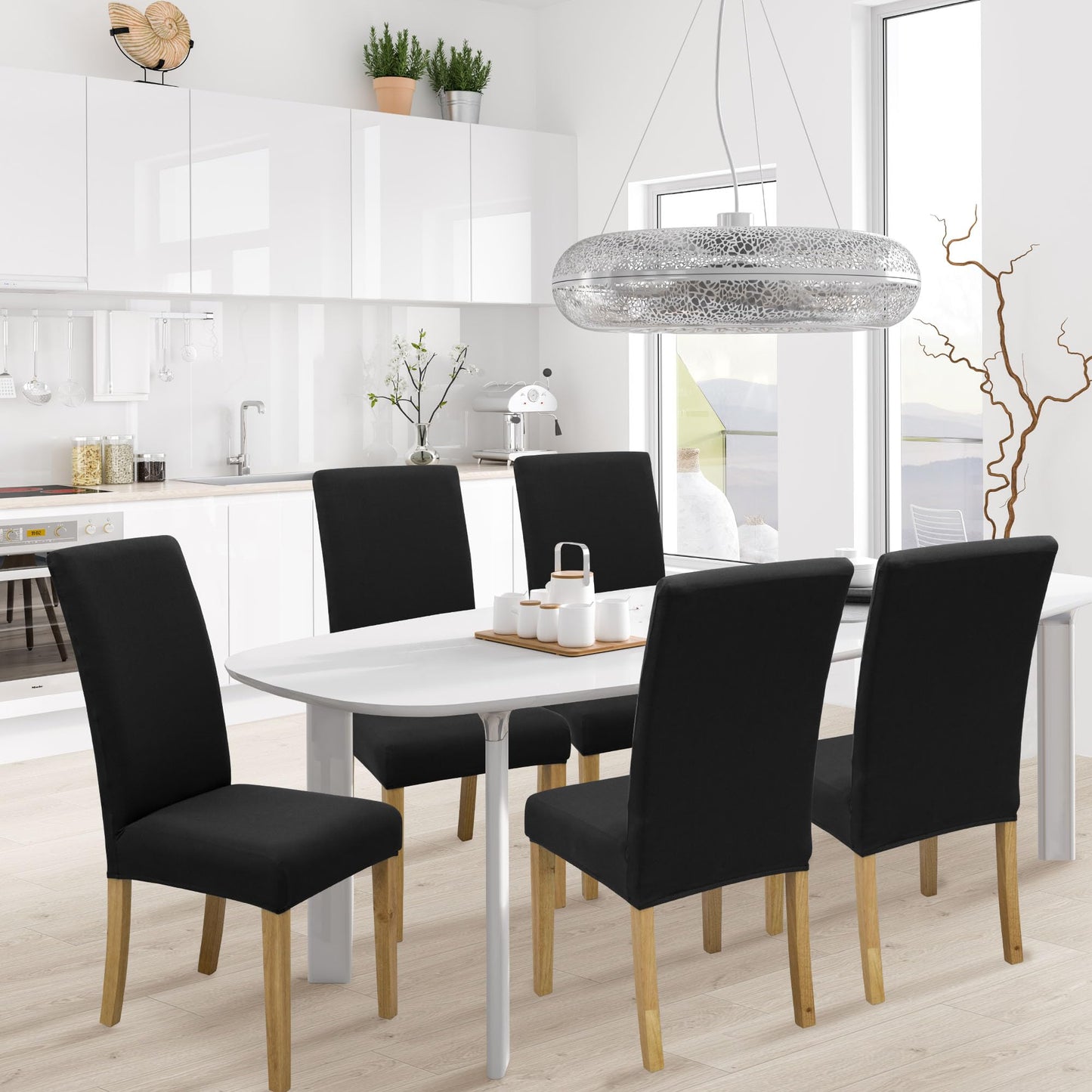 BIETYONE Chair Covers,Dining Room Chair Covers Set of 6,Stretch Kitchen Chair Cover,Washable Dining Chair Cover,Parsons Chair Slipcovers Protective,for Home,Restaurant,Banquet