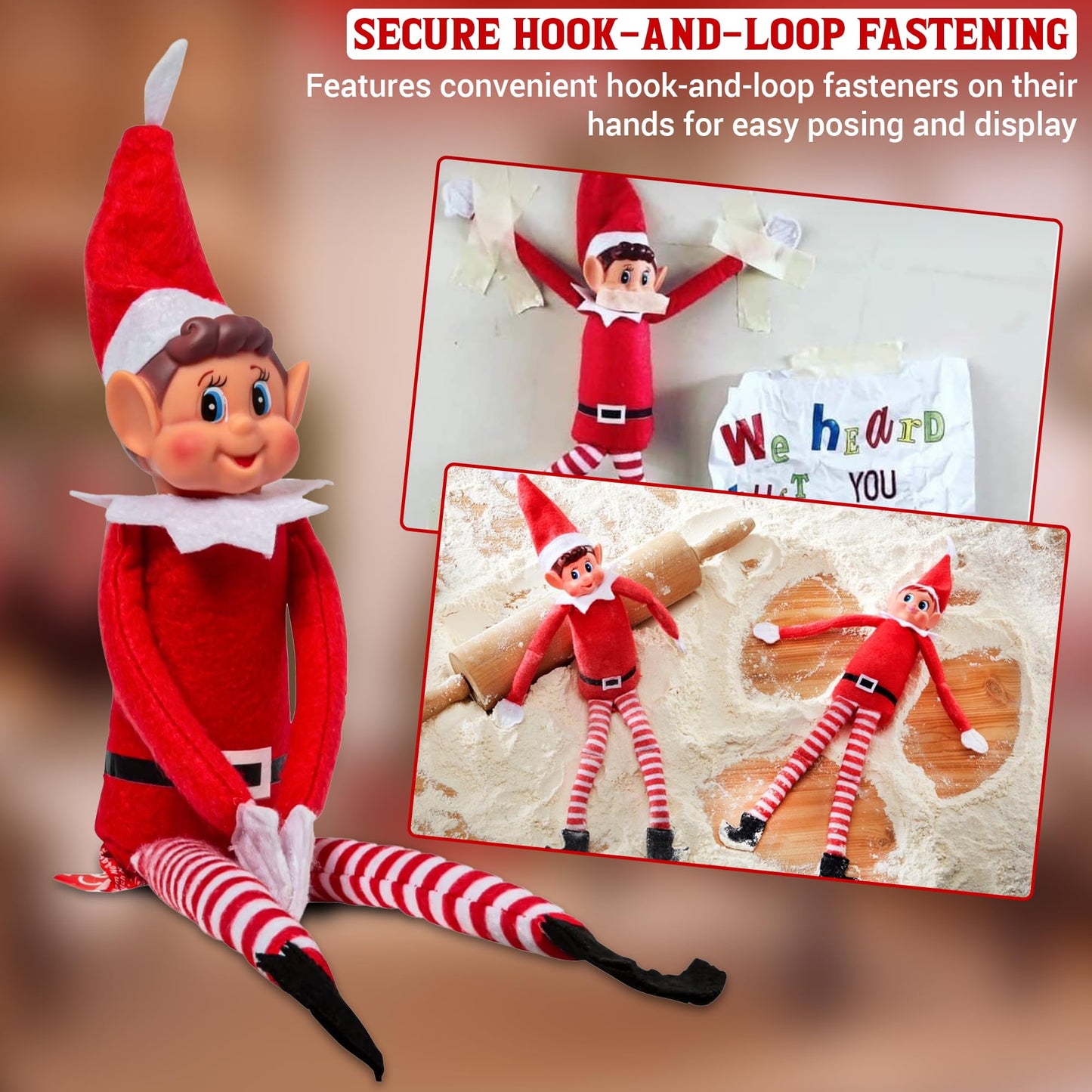 Prime Collectibles Naughty Elf Couple 2 Pack – 12 Inch Boy & Girl Christmas Elf Figures with Soft Bodies & Vinyl Faces, Santa’s Little Helpers, Holiday Shelf Decor, Festive Christmas Display Set