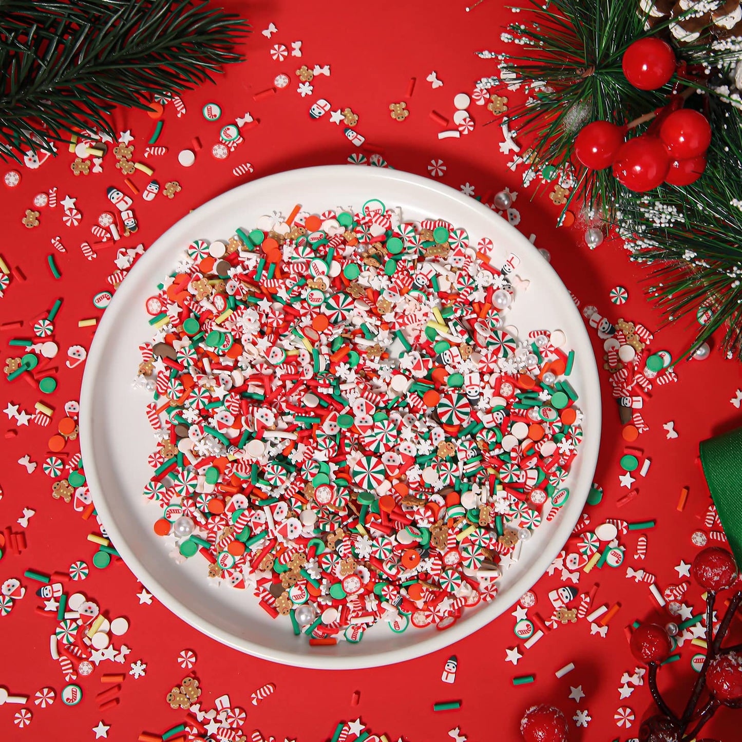 BBTO 250 Grams Christmas Fake Chocolate Candy Sprinkles Tiny Polymer Clay Embellishments Xmas Polymer Slices Soft Clay DIY Decoration for Resin Nail Scrapbook Charm DIY Art Crafts Making Supply