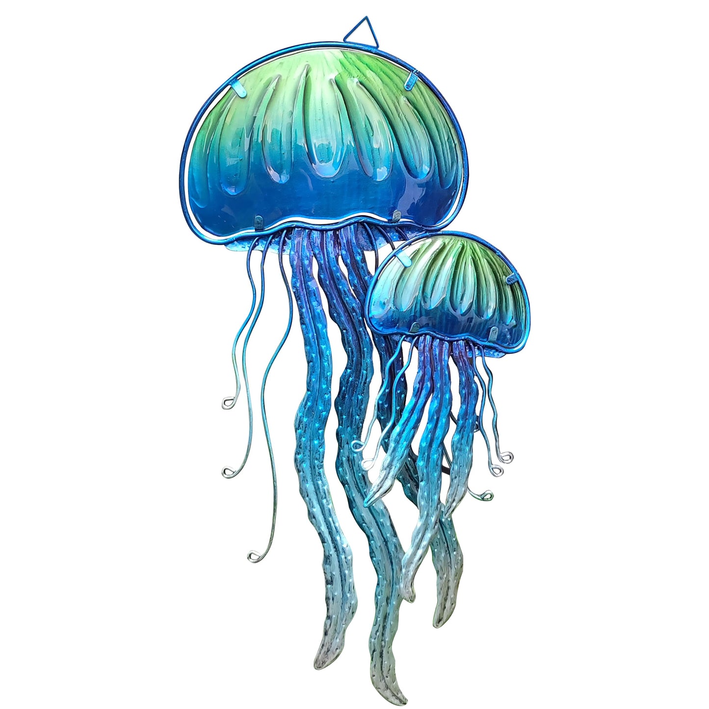 JOYBee Ocean Jellyfish Wall Art Decor-Sea Life Nautical Home Hanging Decor-Glass&Metal Jellyfish Decoration for Pool,Beach,Patio,Living Room,Bathroom,Boat, Coastal Decorations(17inch)