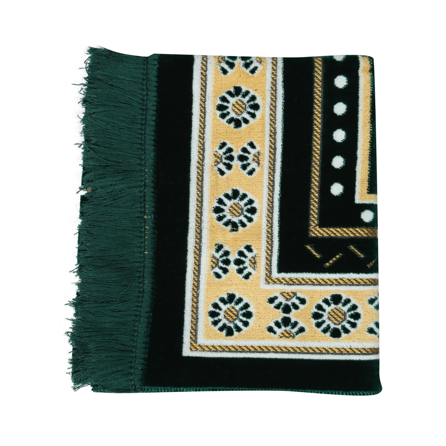 Prayer Mat Rug for Muslim Men, Women or Kids, Portable Praying Mat and Prayer Beads Sets for Islamic Gifts – Muslim Prayer Rug For Ramadan, Umrah, Hajj - Turkish Rug for Meditation and Worship (GREEN)