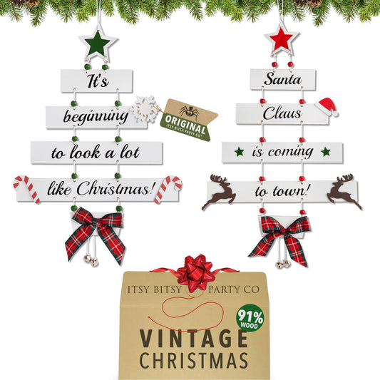 Premium Christmas Decorations Indoor Home Decor - Wooden Christmas Decor - Large Hanging Christmas Decorations for Home, Christmas Door Decorations/Christmas Wall Decor, Farmhouse Christmas Decor