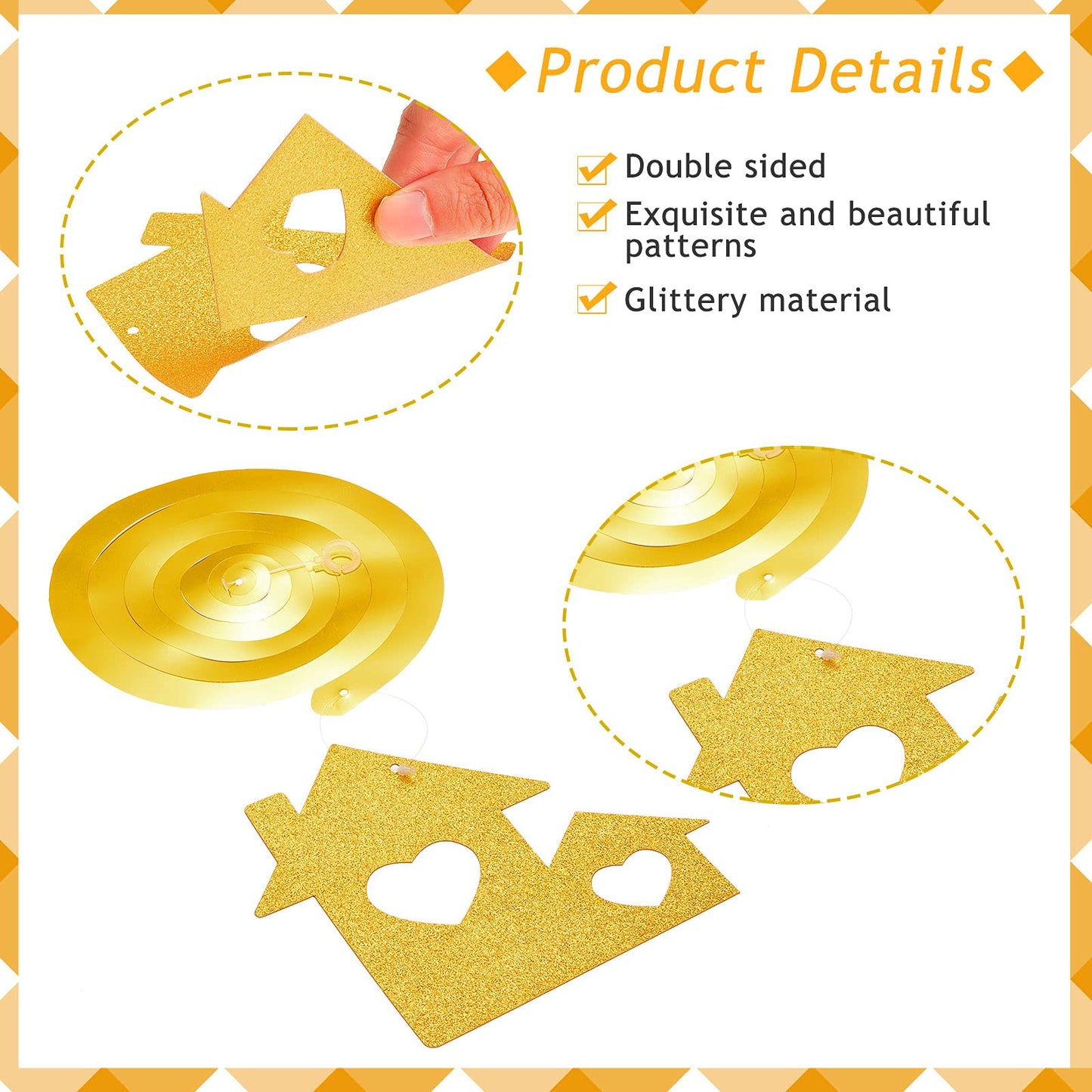 Containlol 40 Pieces Housewarming Party Decorations Welcome Home Swirl Supplies Hanging Glitter Swirls Sweet Home Decor Housewarming Hanging Signs for Welcome Party Decorations(Gold)