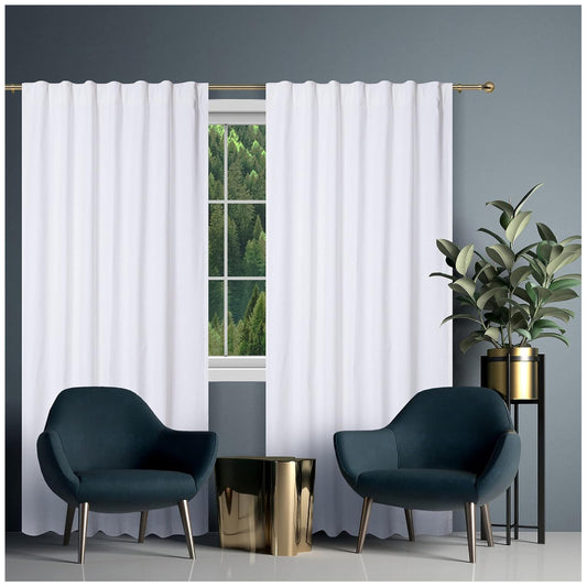 HOMIDATE White Cotton Curtains Set of 2-50x63 Inch Long Cotton Drapes, Textured Window Curtains for Bedroom, Living Room, Kitchen - Soft & Lightweight White Curtain Panels