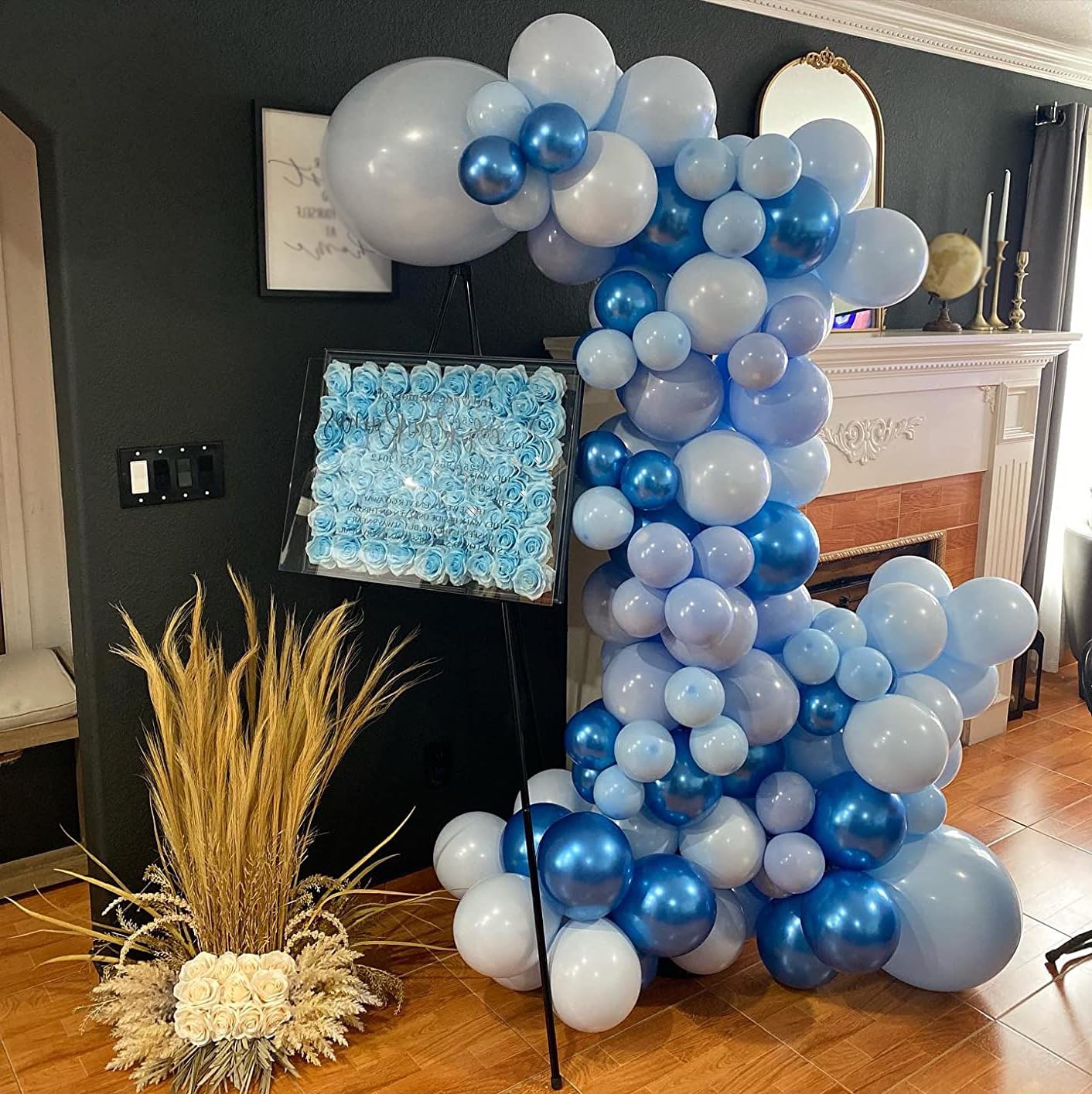 Blue Balloons Metallic Blue Balloon, 60Pcs 12Inch Chrome Blue Balloons Kit Macaron Light Pearl Navy Blue Latex Balloons for Birthday Wedding Party Decoration