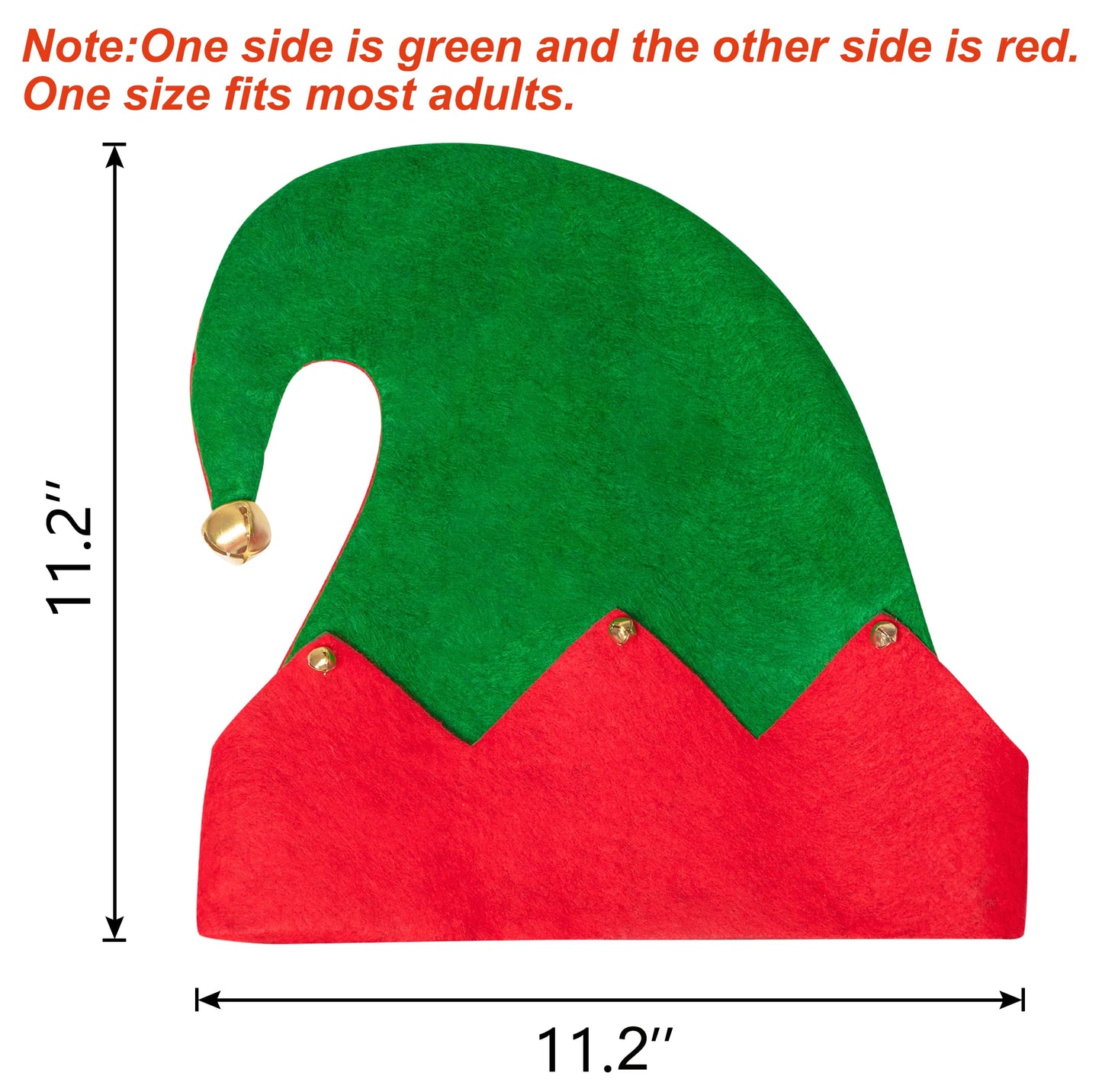 Moon Boat 3Pack Christmas Elf Felt Hats Holiday Costume Accessories for Adult Parties